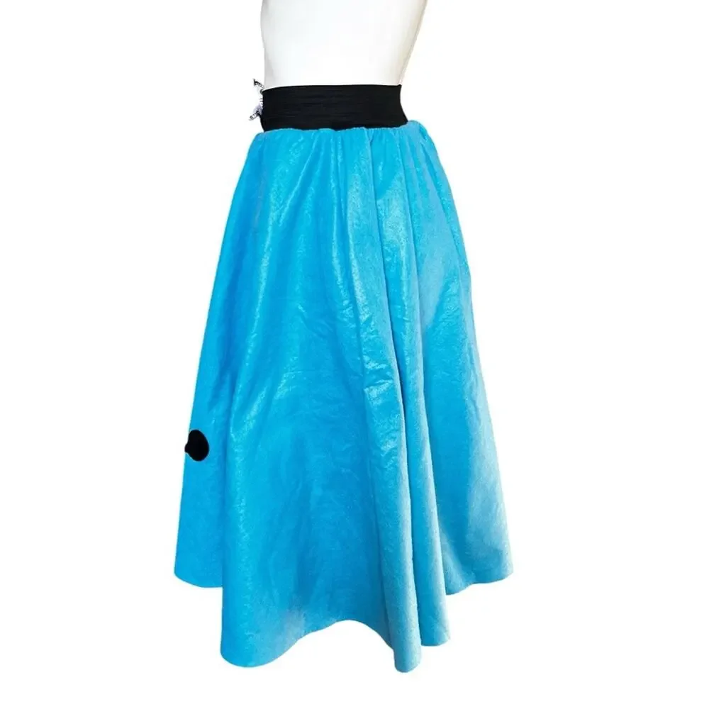 Teal color 50’s style full circle felt Poodle skirt Size one size